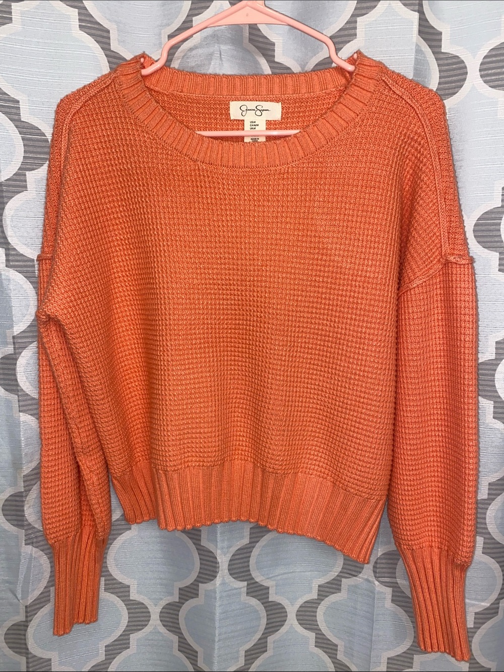 Jessica Simpson Coral Waffle Knit Crewneck Sweater